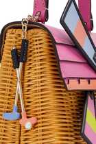 حقيبة تي تايم بتصميم طاحونة هوائية بارزة ويد علوية خوص